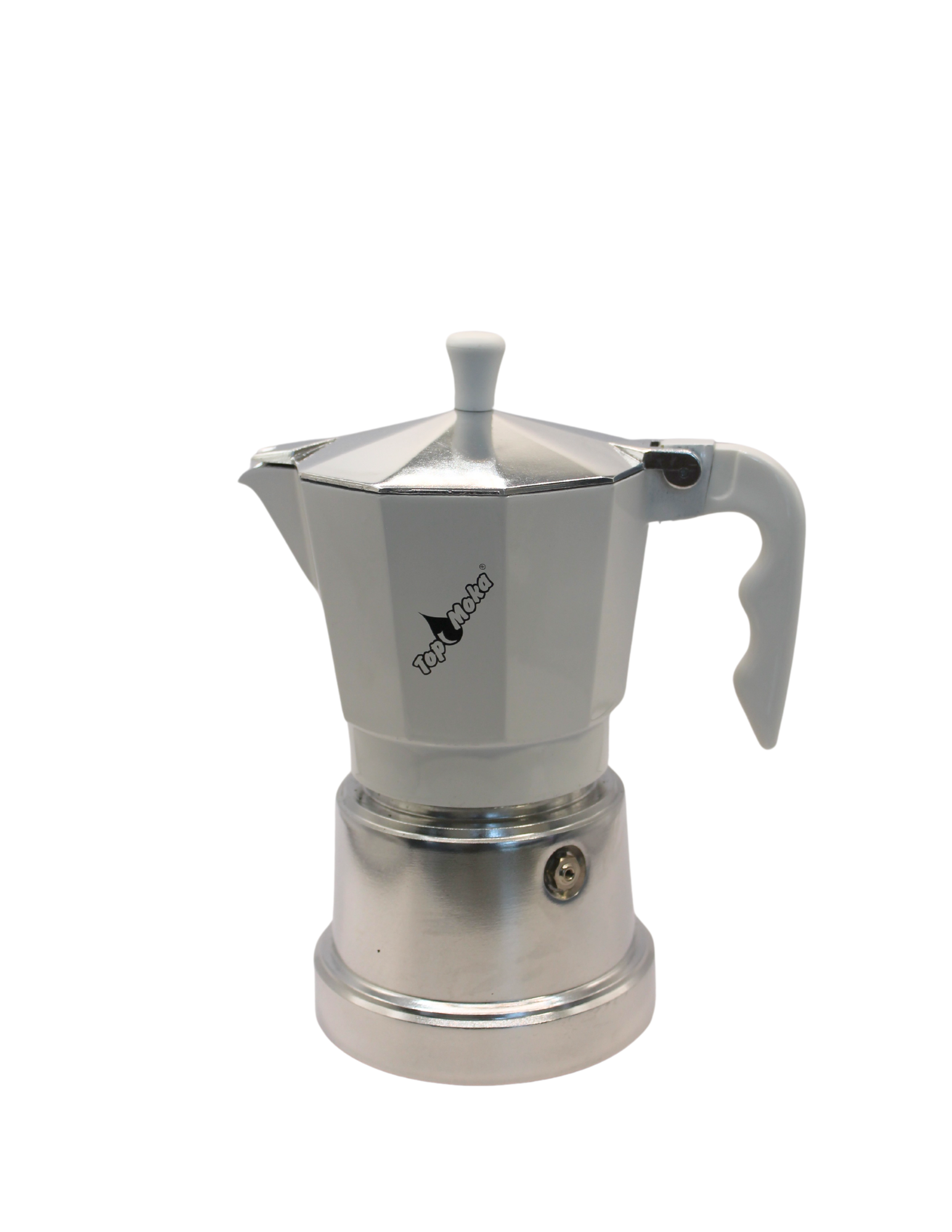 Top Moka - White/Silver -2 cup  Barocco Coffee Company