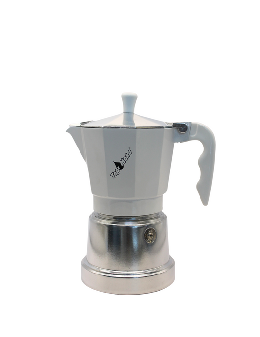 Top Moka - White/Silver 6 cup